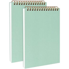 DSTELIN Upright Mint Green Sketch Coil Notebooks, 2-Pack, 7.5 x 5.1 Inches, Hardcover with 1150GSM Cardstock, 100 Pages / 50 Sheets, 100GSM Paper