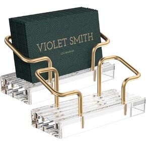 2 Pcs of Acrylic Business Card Holder : Desktop Large-Capacity Business Card Display Storage Front Desk office Desk Business Card Holder, Gift Card Storage Folder