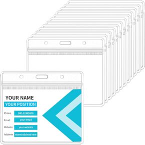 Horizontal ID Card Name Tag Badge Holder with Waterproof Type Resealable Zip (Holders, 35Packs)