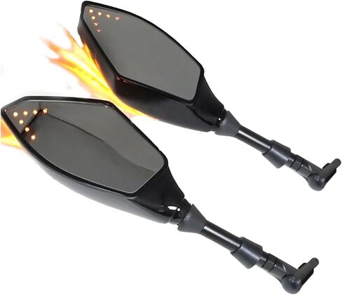 Motorcycle led turn signals rear view mirrors with arrow indicators 10mm 8mm universal (C) in Kuwait