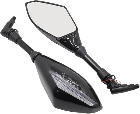 Motorcycle led turn signals rear view mirrors with arrow indicators 10mm 8mm universal (C) in Kuwait