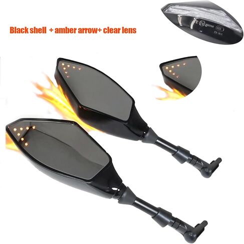 Motorcycle led turn signals rear view mirrors with arrow indicators 10mm 8mm universal (C) in Kuwait
