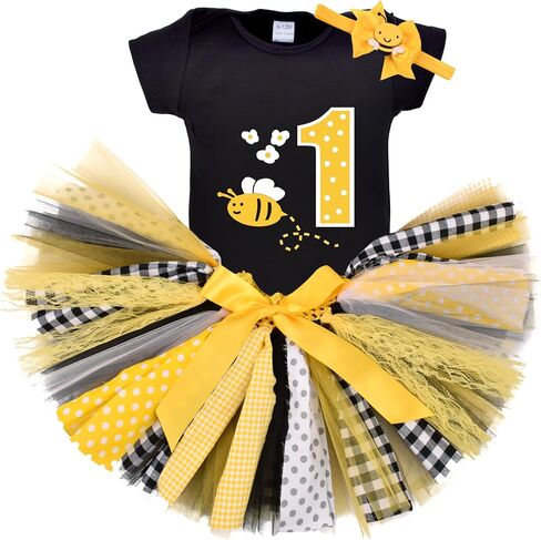 Baby Girls Bumble Bee Tutu Birthday Outfit 1st Cake Smash Halloween Dress Up Costume in Saudi Arabia