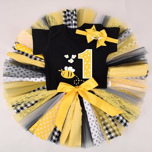 Baby Girls Bumble Bee Tutu Birthday Outfit 1st Cake Smash Halloween Dress Up Costume in Saudi Arabia