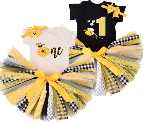 Baby Girls Bumble Bee Tutu Birthday Outfit 1st Cake Smash Halloween Dress Up Costume in Saudi Arabia