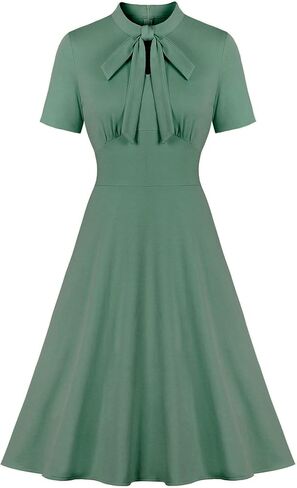 Wellwits Women's Keyhole Tie 1940s Vintage Cocktail Dress in Saudi Arabia