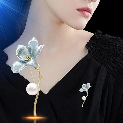 Magnolia Brooch Brooch for Women Pearl Magnolia Flower Brooches Lapel Pin Flower Jewelry Gifts Dress Accessories for Women in Saudi Arabia