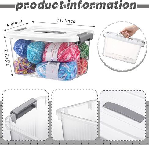 2 Pcs Tall Yarn Storage Organizer Plastic Storage Bins with Lids Ribbon Organizer Clear Stackable Crochet Storage Container Holder for Thread Beads Ribbon Glitter Yarn in Saudi Arabia