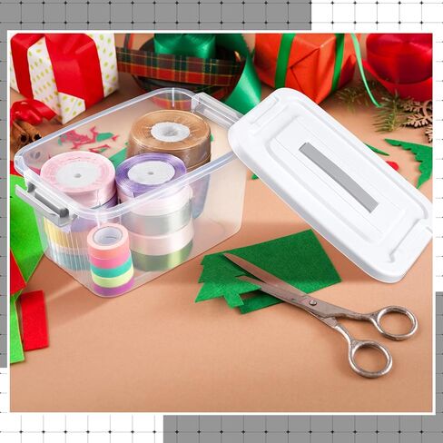2 Pcs Tall Yarn Storage Organizer Plastic Storage Bins with Lids Ribbon Organizer Clear Stackable Crochet Storage Container Holder for Thread Beads Ribbon Glitter Yarn in Saudi Arabia