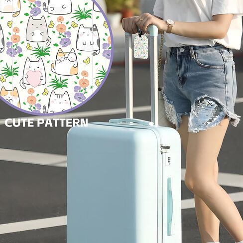 علامات الأمتعة لحقيبة السفر 2 حزمة Kawaii لطيف القطط الجلود الأمتعة العلامات مع اسم العلامة غطاء الخصوصية، النساء الرجال المطار كروز الأمتعة أساسيات السفر in Kuwait