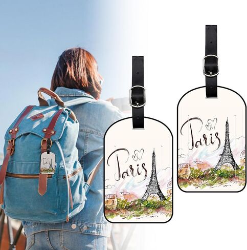 Luggage Tags for Suitcase 2 Pack Kawaii Cute Cats Leather Luggage Tags with Name Tag Privacy Cover,Women Men Airport Cruise Luggage Travel Essentials in Kuwait