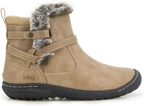 حذاء نسائي من JBU مزين بالفرو الصناعي ومقاوم للماء وسحاب جانبي للكاحل in Kuwait