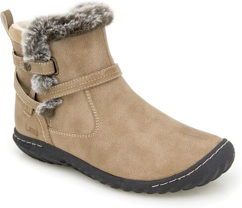 حذاء نسائي من JBU مزين بالفرو الصناعي ومقاوم للماء وسحاب جانبي للكاحل in Kuwait