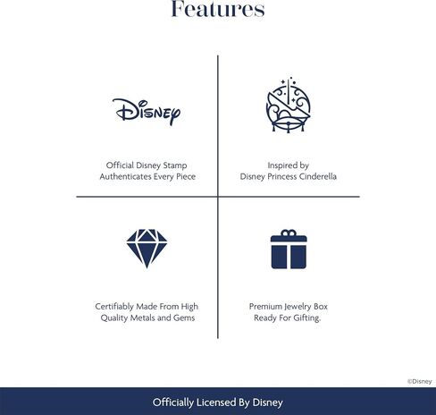 Jewelili Enchanted Disney Fine Jewelry من الفضة الإسترليني مع الماس 1/10 CTTW وقلادة قلادة أوبال سندريلا متعددة الألوان in Saudi Arabia
