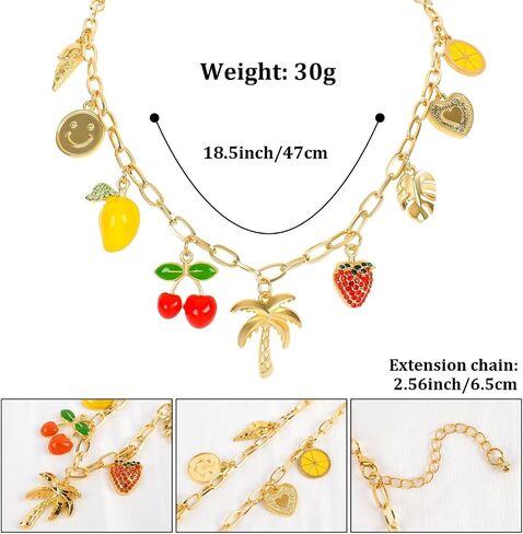 Gold Charm Necklaces for Women, 18K Gold Plated Bow Pendant Necklace Gold Heart Chain Aesthetic Star Jewelry in Saudi Arabia