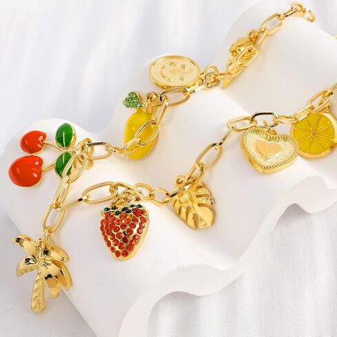 Gold Charm Necklaces for Women, 18K Gold Plated Bow Pendant Necklace Gold Heart Chain Aesthetic Star Jewelry in Saudi Arabia