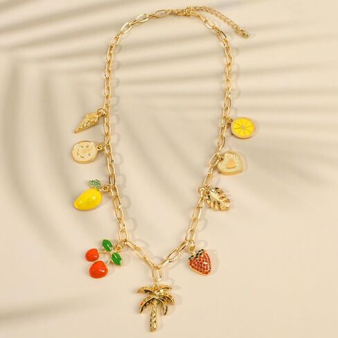 Gold Charm Necklaces for Women, 18K Gold Plated Bow Pendant Necklace Gold Heart Chain Aesthetic Star Jewelry in Saudi Arabia