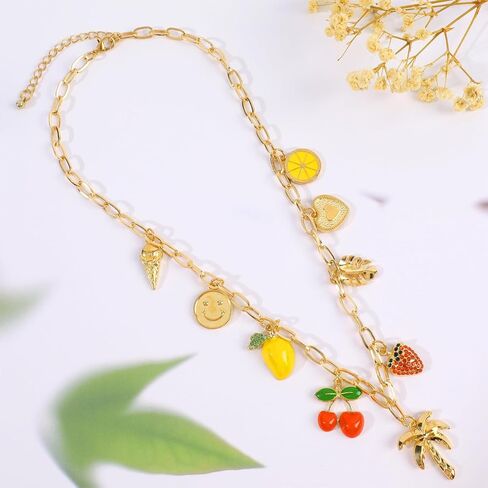 Gold Charm Necklaces for Women, 18K Gold Plated Bow Pendant Necklace Gold Heart Chain Aesthetic Star Jewelry in Saudi Arabia