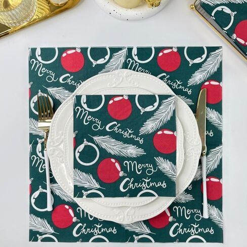 Christmas Disposable Paper Napkins Decorative Printed Paper Tissue Cocktail Napkins for Fun Holiday Party Luncheon Lunch Buffet Appetizer Dessert (Christmas Elk) in Saudi Arabia