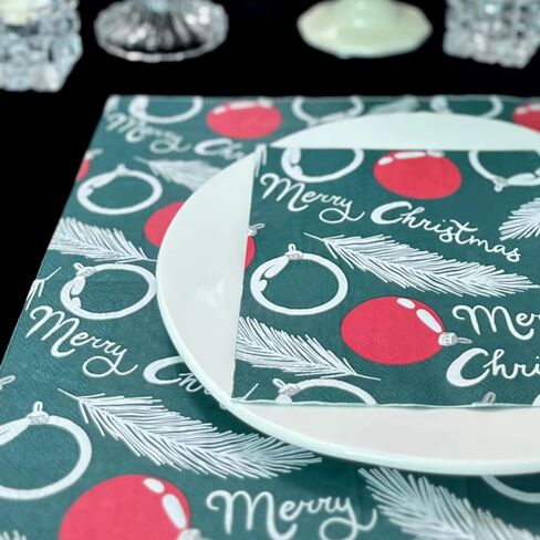 Christmas Disposable Paper Napkins Decorative Printed Paper Tissue Cocktail Napkins for Fun Holiday Party Luncheon Lunch Buffet Appetizer Dessert (Christmas Elk) in Saudi Arabia