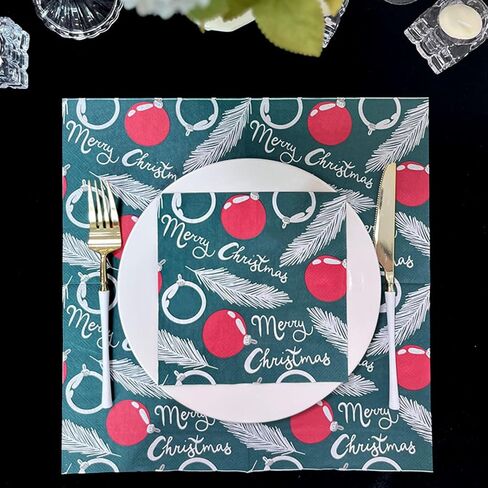 Christmas Disposable Paper Napkins Decorative Printed Paper Tissue Cocktail Napkins for Fun Holiday Party Luncheon Lunch Buffet Appetizer Dessert (Christmas Elk) in Saudi Arabia