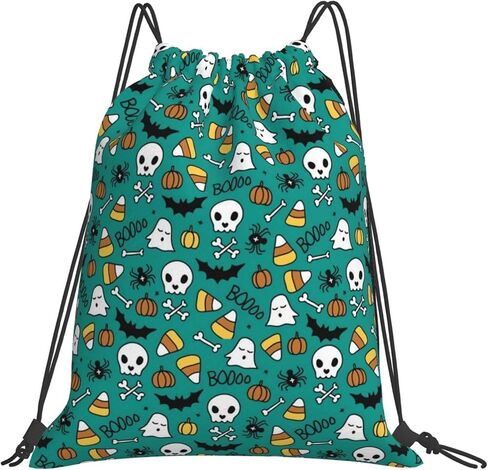 Halloween Pumpkin Spider Cat Bat Drawstring Bag for Men Women, Lightweight Sports Bag with Adjustable Straps for Gym Travel Swimming Dance in Saudi Arabia