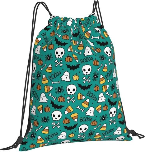 Halloween Pumpkin Spider Cat Bat Drawstring Bag for Men Women, Lightweight Sports Bag with Adjustable Straps for Gym Travel Swimming Dance in Saudi Arabia