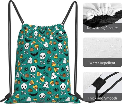 Halloween Pumpkin Spider Cat Bat Drawstring Bag for Men Women, Lightweight Sports Bag with Adjustable Straps for Gym Travel Swimming Dance in Saudi Arabia