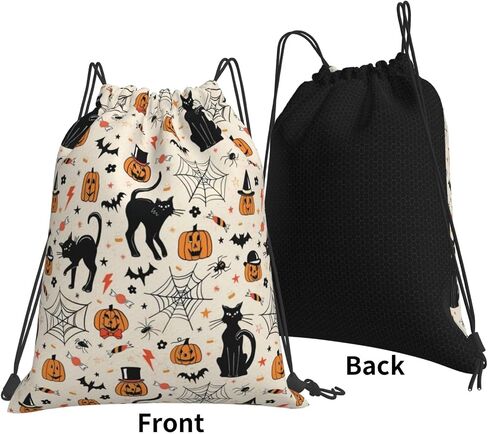 Halloween Pumpkin Spider Cat Bat Drawstring Bag for Men Women, Lightweight Sports Bag with Adjustable Straps for Gym Travel Swimming Dance in Saudi Arabia