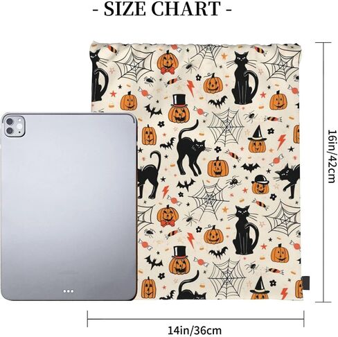 Halloween Pumpkin Spider Cat Bat Drawstring Bag for Men Women, Lightweight Sports Bag with Adjustable Straps for Gym Travel Swimming Dance in Saudi Arabia