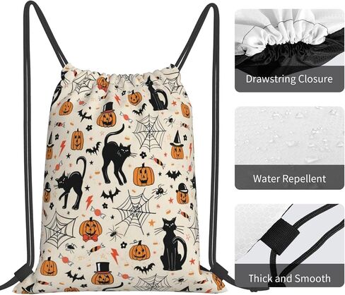 Halloween Pumpkin Spider Cat Bat Drawstring Bag for Men Women, Lightweight Sports Bag with Adjustable Straps for Gym Travel Swimming Dance in Saudi Arabia