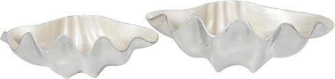 Deco 79 Aluminum Metal Shell Handmade Decorative Decorative Bowl Enameled Decorative Containers with Textured Silver Bases, Set of 3 Decorative Keepsake Boxes 10" W, 2" H, Multi Colored in Saudi Arabia