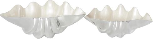 Deco 79 Aluminum Metal Shell Handmade Decorative Decorative Bowl Enameled Decorative Containers with Textured Silver Bases, Set of 3 Decorative Keepsake Boxes 10" W, 2" H, Multi Colored in Saudi Arabia