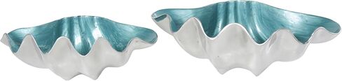 Deco 79 Aluminum Metal Shell Handmade Decorative Decorative Bowl Enameled Decorative Containers with Textured Silver Bases, Set of 3 Decorative Keepsake Boxes 10" W, 2" H, Multi Colored in Saudi Arabia