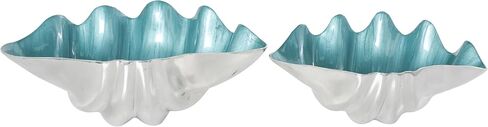 Deco 79 Aluminum Metal Shell Handmade Decorative Decorative Bowl Enameled Decorative Containers with Textured Silver Bases, Set of 3 Decorative Keepsake Boxes 10" W, 2" H, Multi Colored in Saudi Arabia