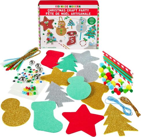 Kid Made Modern - Christmas Craft Party Kit - 175+ Piece Collection - DIY Kids Crafts - Bulk Craft Set - Create Your Own Art - Includes Holiday Inspired Art Supplies - Ages 6+ in Saudi Arabia