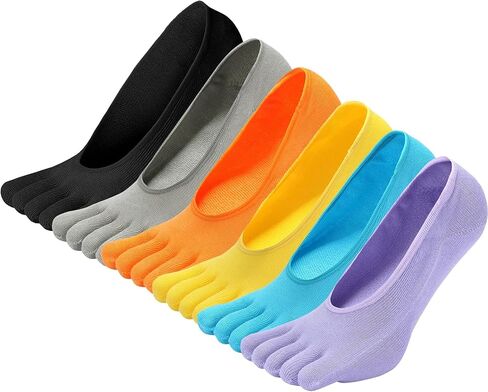 ZAKASA No Show Running Five Fingers Invisible Liner Boat Cotton Ankle Toe Socks for Women Ladies in Kuwait
