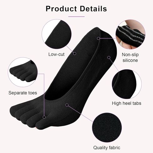 ZAKASA No Show Running Five Fingers Invisible Liner Boat Cotton Ankle Toe Socks for Women Ladies in Kuwait