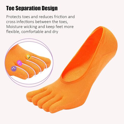 ZAKASA No Show Running Five Fingers Invisible Liner Boat Cotton Ankle Toe Socks for Women Ladies in Kuwait