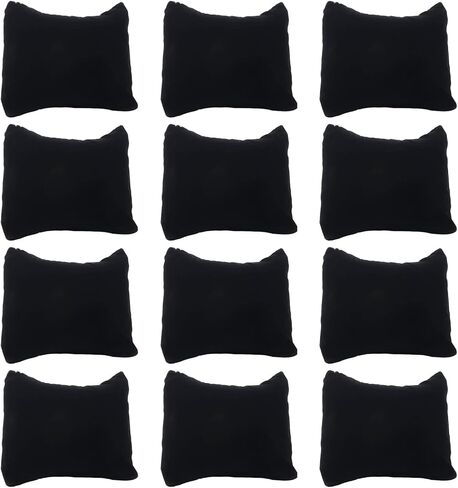 Coward 12 Pcs Black Jewelry Pillow, Velvet Bracelet Bangle Watch Sponge Pillow Holder, Bracelet Bangle Jewelry Display Cushions Accessories for Home Use Store Selling Trade Shows in Saudi Arabia