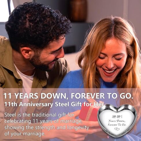 11th Anniversary Steel Gifts for Her Him 11 Year Wedding Anniversary for Couples Wife Husband Girlfriend 11 Year Anniversary Decorations Ring Holder Dish Jewelry Tray Christmas Valentines Birthday in Saudi Arabia