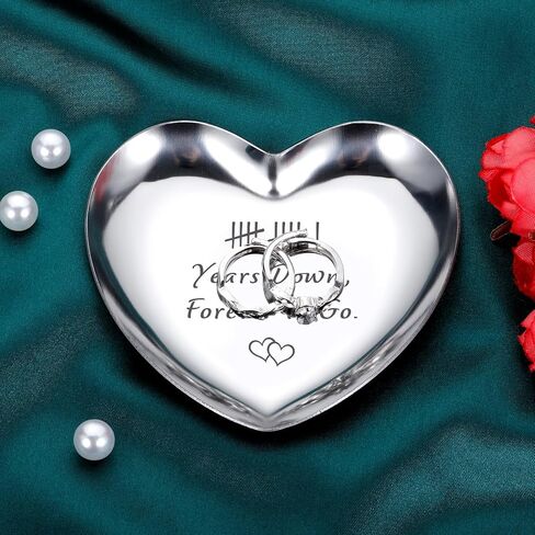 11th Anniversary Steel Gifts for Her Him 11 Year Wedding Anniversary for Couples Wife Husband Girlfriend 11 Year Anniversary Decorations Ring Holder Dish Jewelry Tray Christmas Valentines Birthday in Saudi Arabia