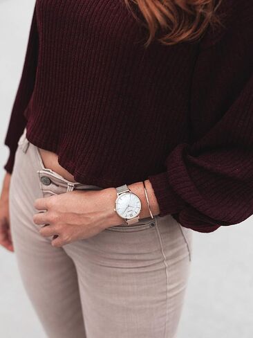 ساعة يد Vincero Luxury Eros للسيدات مع سوار جلدي - ساعة تناظرية 38 ملم - حركة كوارتز يابانية... (شبكة وردية + لؤلؤة بيضاء) in Kuwait