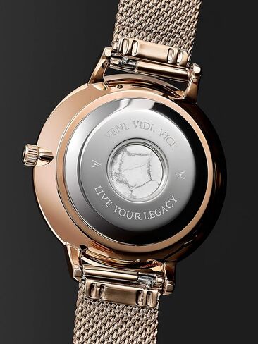 ساعة يد Vincero Luxury Eros للسيدات مع سوار جلدي - ساعة تناظرية 38 ملم - حركة كوارتز يابانية... (شبكة وردية + لؤلؤة بيضاء) in Kuwait