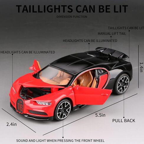 1:32 Bugatti Chiron zinc Alloy Pull Back Car Diecast Electronic Toys with Lights and Music,Decorative,Mini Vehicles Toys for Kids,Boyfriend,Young Peoples Gift（Blue） in Saudi Arabia