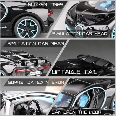 1:32 Bugatti Chiron zinc Alloy Pull Back Car Diecast Electronic Toys with Lights and Music,Decorative,Mini Vehicles Toys for Kids,Boyfriend,Young Peoples Gift（Blue） in Saudi Arabia