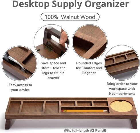 Walnut Wood Desk Organizer, Dask Caddy, Desktop Organizer, Pen Holder for Desk, Office Organizers for Desk, Office Supply Organizer, office desk organizer, stationary organizer for desk in Saudi Arabia
