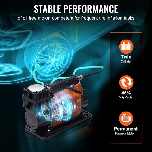 VEVOR Onboard Air Compressor Kit, 150PSI Offroad Air Compressor, Portable Tire Inflator Heavy Duty 3.5CFM Air Pump for Jeep SUV 4x4 Vehicle, Compatibility with Air Tools, Air Horns, Lockers in Saudi Arabia