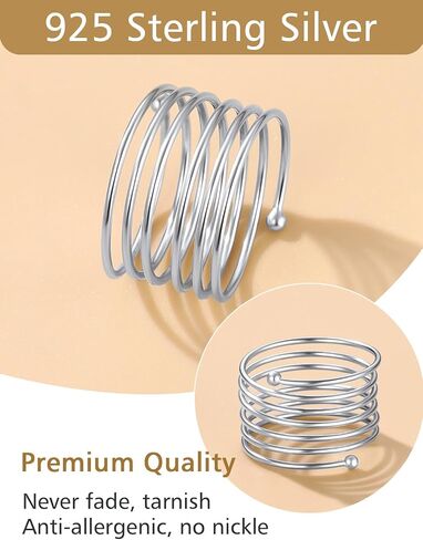 FindChic Long Wire Ring Full Finger Rings for Women 925 Sterling Silver Statement Rings Gift for Mom NANA, with Gift Box in Kuwait