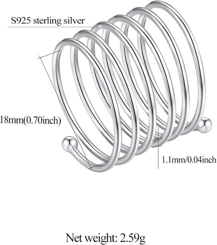 FindChic Long Wire Ring Full Finger Rings for Women 925 Sterling Silver Statement Rings Gift for Mom NANA, with Gift Box in Kuwait